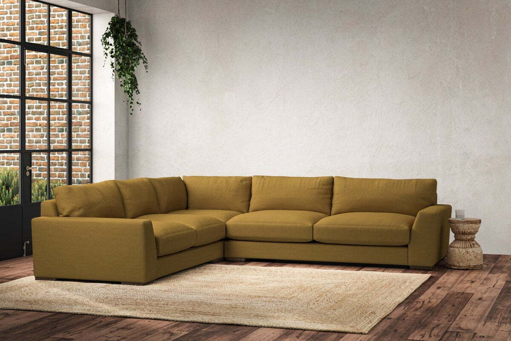 Guddu Large Left Hand Corner Sofa - Recycled Cotton Ochre