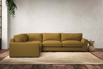 Guddu Large Left Hand Corner Sofa - Recycled Cotton Ochre