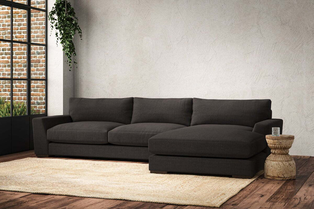 Guddu Large Right Hand Chaise Sofa - Brera Linen Espresso