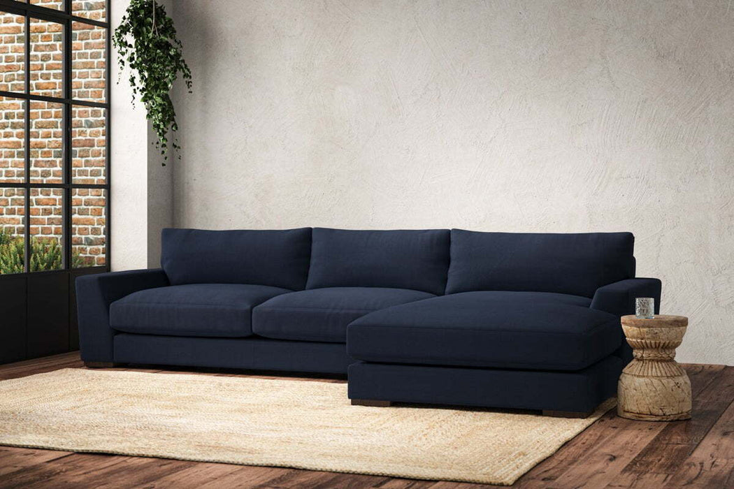 Guddu Large Right Hand Chaise Sofa - Brera Linen Indigo