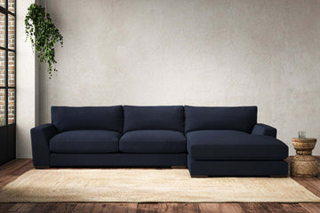 Guddu Large Right Hand Chaise Sofa - Brera Linen Indigo