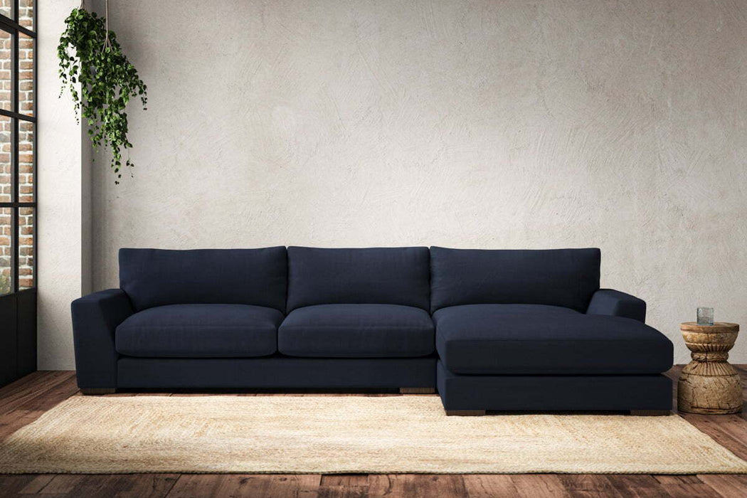 Guddu Large Right Hand Chaise Sofa - Brera Linen Indigo