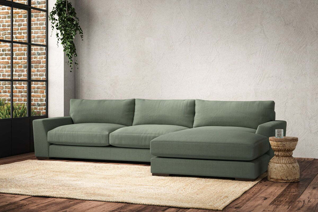 Guddu Large Right Hand Chaise Sofa - Brera Linen Jade
