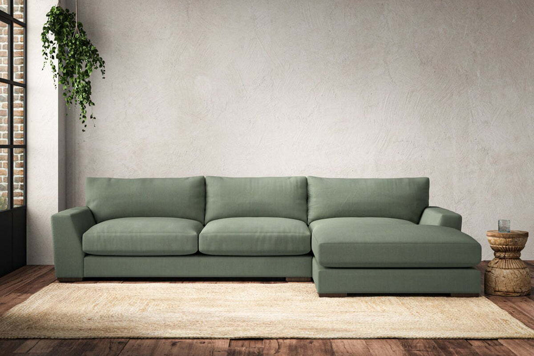 Guddu Large Right Hand Chaise Sofa - Brera Linen Jade