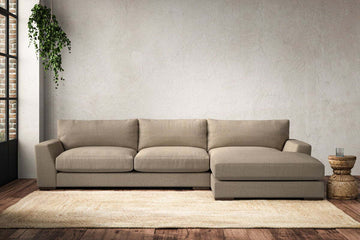 Guddu Large Right Hand Chaise Sofa - Brera Linen Pebble