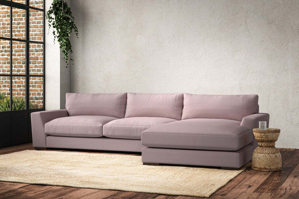 Guddu Large Right Hand Chaise Sofa - Recycled Cotton Lavender