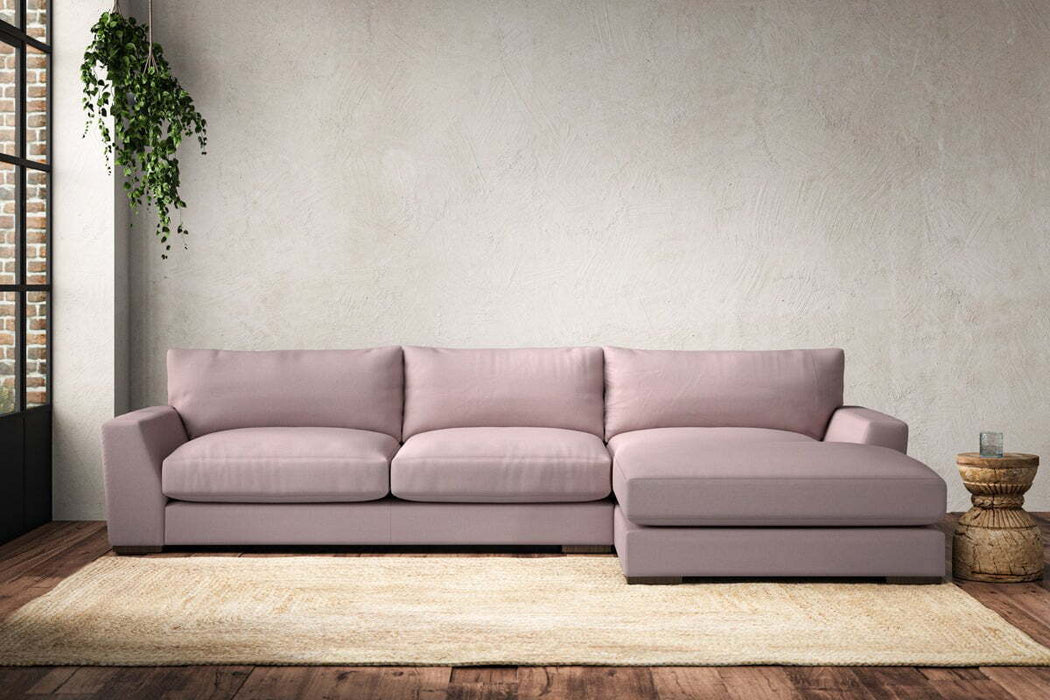Guddu Large Right Hand Chaise Sofa - Recycled Cotton Lavender