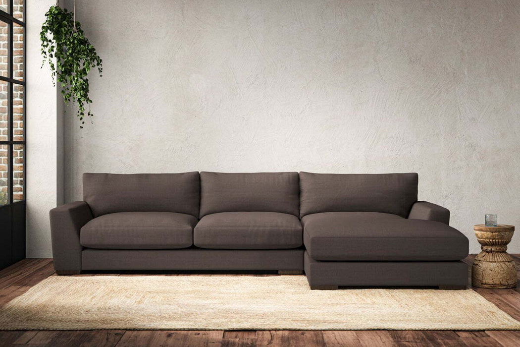 Guddu Large Right Hand Chaise Sofa - Recycled Cotton Mocha