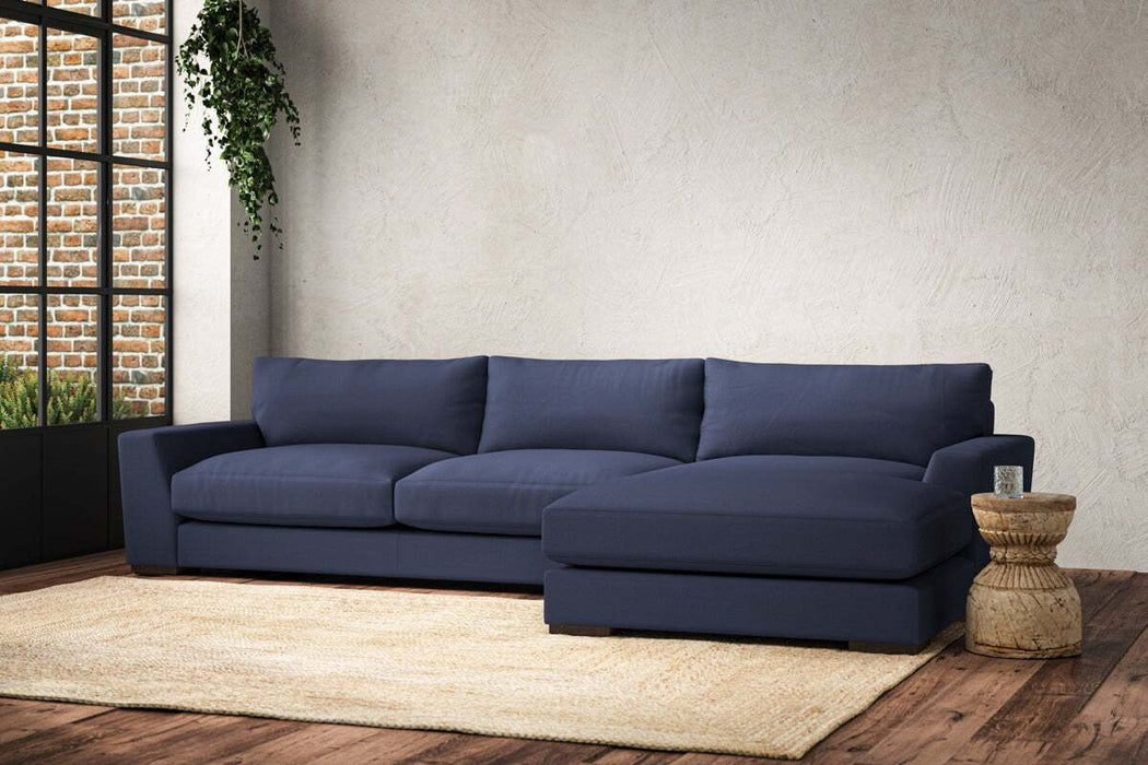 Guddu Large Right Hand Chaise Sofa - Recycled Cotton Navy
