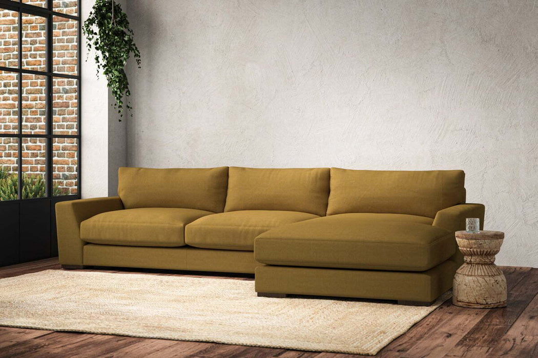 Guddu Large Right Hand Chaise Sofa - Recycled Cotton Ochre