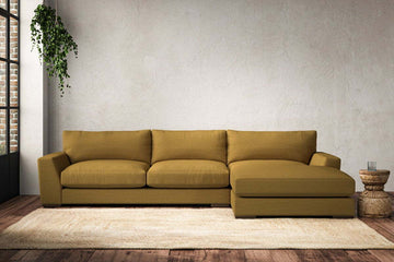 Guddu Large Right Hand Chaise Sofa - Recycled Cotton Ochre