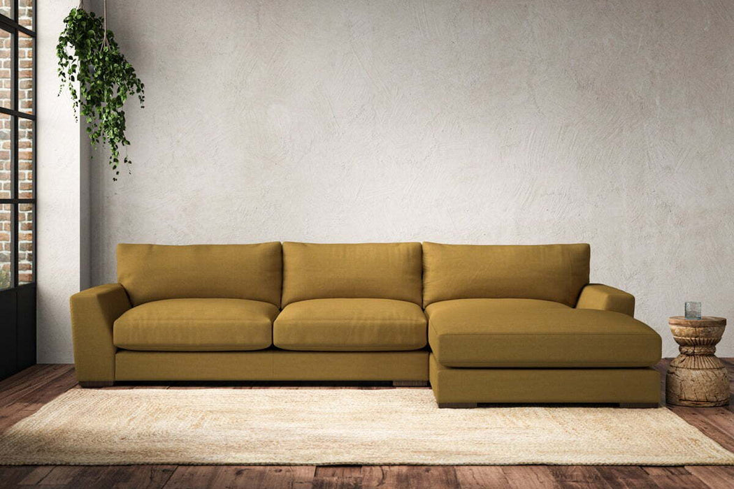 Guddu Large Right Hand Chaise Sofa - Recycled Cotton Ochre