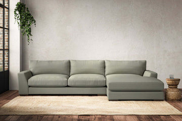 Guddu Large Right Hand Chaise Sofa - Recycled Cotton Seaspray