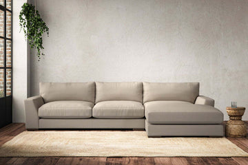 Guddu Large Right Hand Chaise Sofa - Recycled Cotton Stone