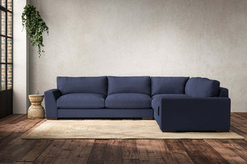 Guddu Large Right Hand Corner Sofa - Recycled Cotton Navy