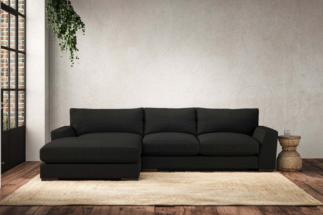 Guddu Medium Left Hand Chaise Sofa - Brera Linen Charcoal