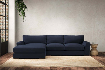Guddu Medium Left Hand Chaise Sofa - Brera Linen Indigo