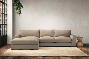 Guddu Medium Left Hand Chaise Sofa - Brera Linen Pebble