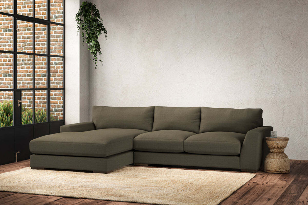 Guddu Medium Left Hand Chaise Sofa - Recycled Cotton Fatigue