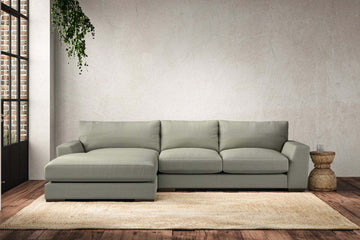 Guddu Medium Left Hand Chaise Sofa - Recycled Cotton Seaspray