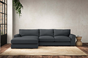 Guddu Medium Left Hand Chaise Sofa - Recycled Cotton Thunder
