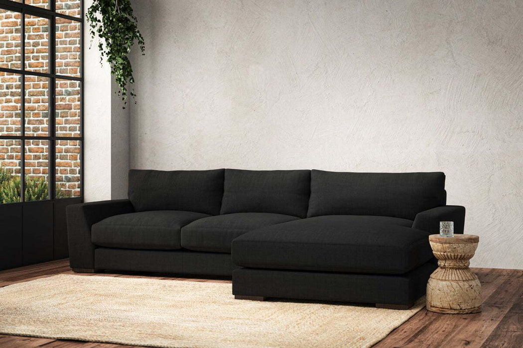 Guddu Medium Right Hand Chaise Sofa - Brera Linen Charcoal