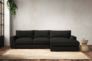 Guddu Medium Right Hand Chaise Sofa - Brera Linen Charcoal