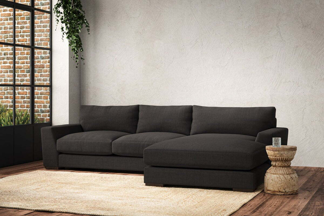 Guddu Medium Right Hand Chaise Sofa - Brera Linen Espresso