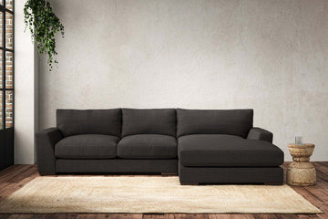Guddu Medium Right Hand Chaise Sofa - Brera Linen Espresso