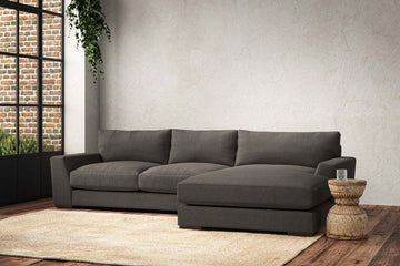 Guddu Medium Right Hand Chaise Sofa - Brera Linen Granite