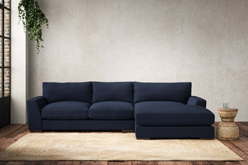 Guddu Medium Right Hand Chaise Sofa - Brera Linen Indigo