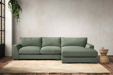 Guddu Medium Right Hand Chaise Sofa - Brera Linen Jade