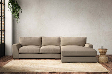 Guddu Medium Right Hand Chaise Sofa - Brera Linen Pebble