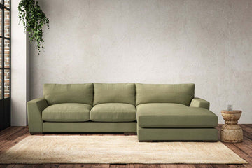 Guddu Medium Right Hand Chaise Sofa - Brera Linen Sage