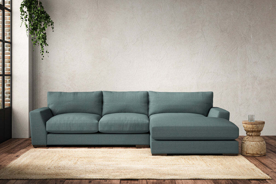 Guddu Medium Right Hand Chaise Sofa - Recycled Cotton Airforce