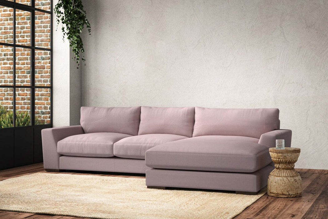 Guddu Medium Right Hand Chaise Sofa - Recycled Cotton Lavender