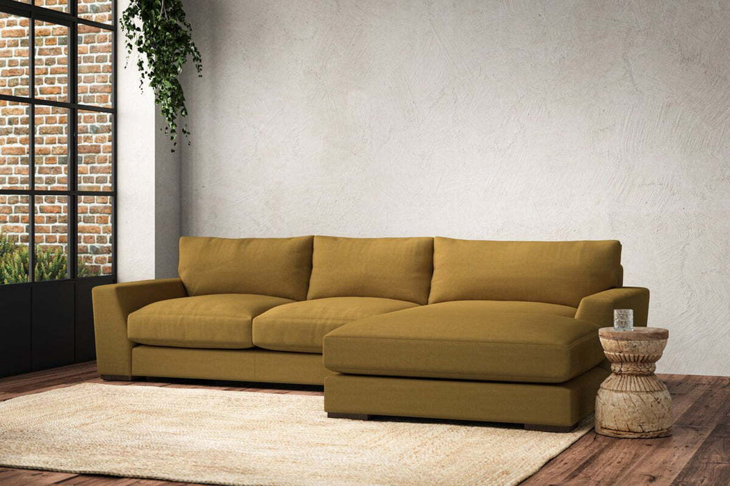 Guddu Medium Right Hand Chaise Sofa - Recycled Cotton Ochre