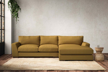 Guddu Medium Right Hand Chaise Sofa - Recycled Cotton Ochre