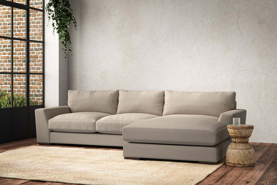 Guddu Medium Right Hand Chaise Sofa - Recycled Cotton Stone