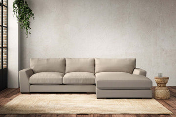 Guddu Medium Right Hand Chaise Sofa - Recycled Cotton Stone
