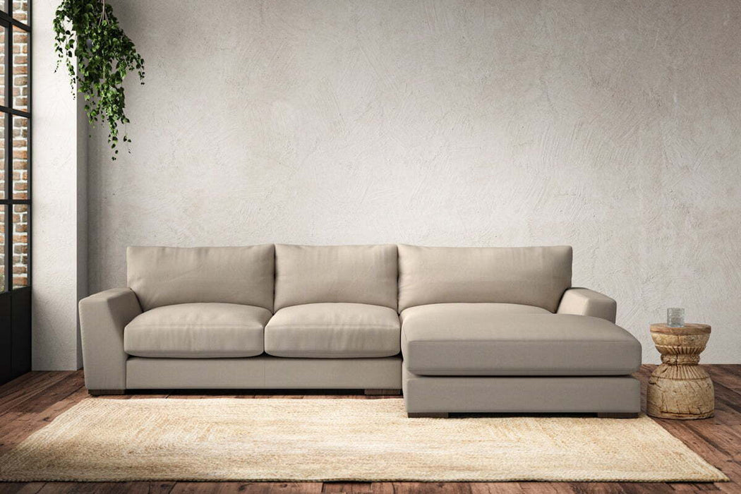 Guddu Medium Right Hand Chaise Sofa - Recycled Cotton Stone