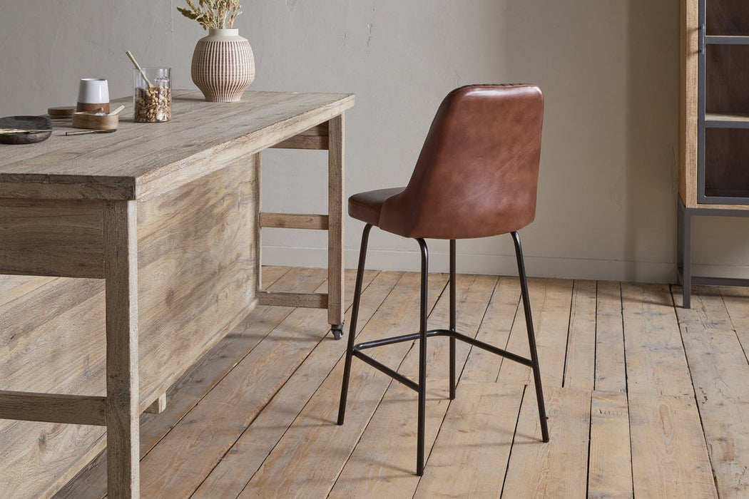 Harsha Leather Counter Chair Chocolate Brown