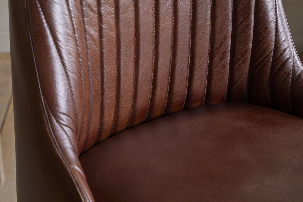 Harsha Leather Counter Chair Chocolate Brown