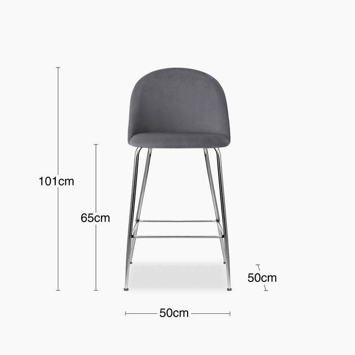Heather Kitchen Stool Grey Velvet