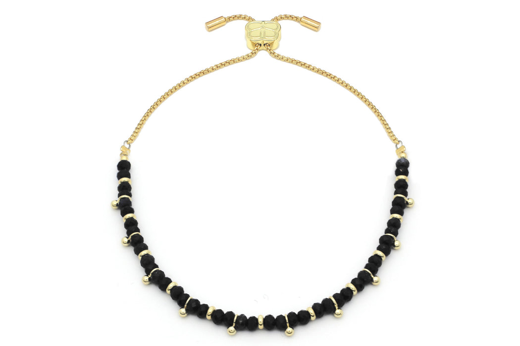 Moala Black Spinel Gold Stacking Bracelet