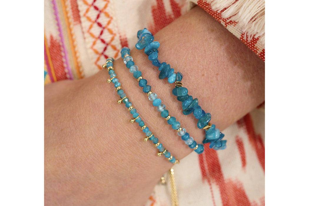 Arabella Apatite & Blue Topaz Gold Slider Bracelet