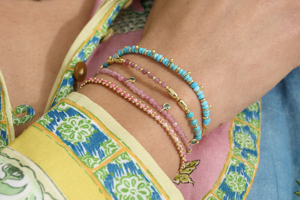 Bisbee Gold, Pink Tourmaline & Turquoise Bracelet