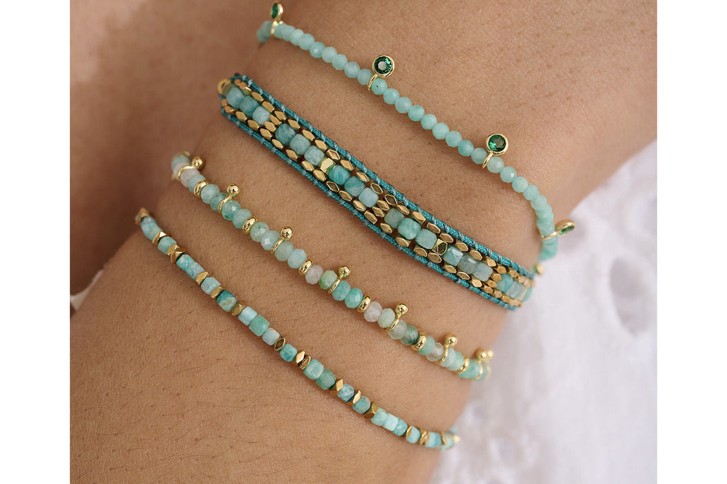 Holly Gold & Amazonite Beaded Charm Bracelet