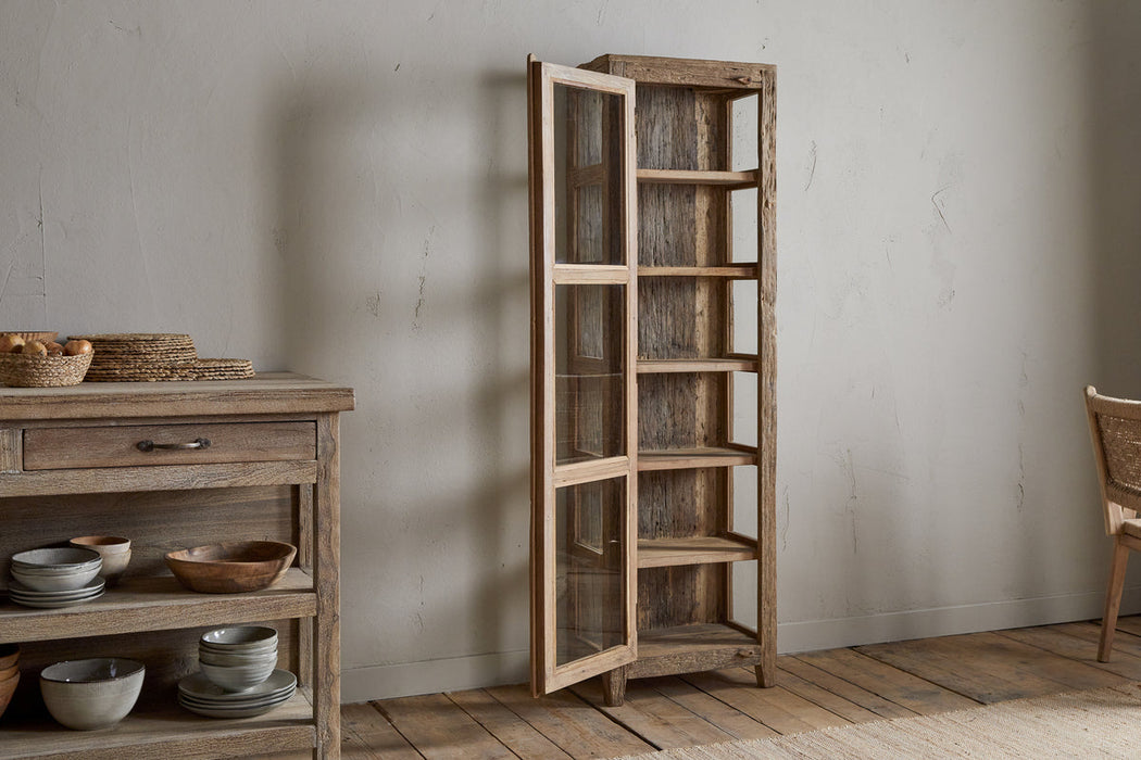 Ibo Reclaimed Wood Glass Cabinet Natural Tall