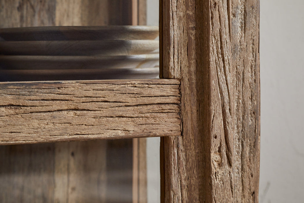 Ibo Reclaimed Wood & Glass Cabinet - Natural - Tall